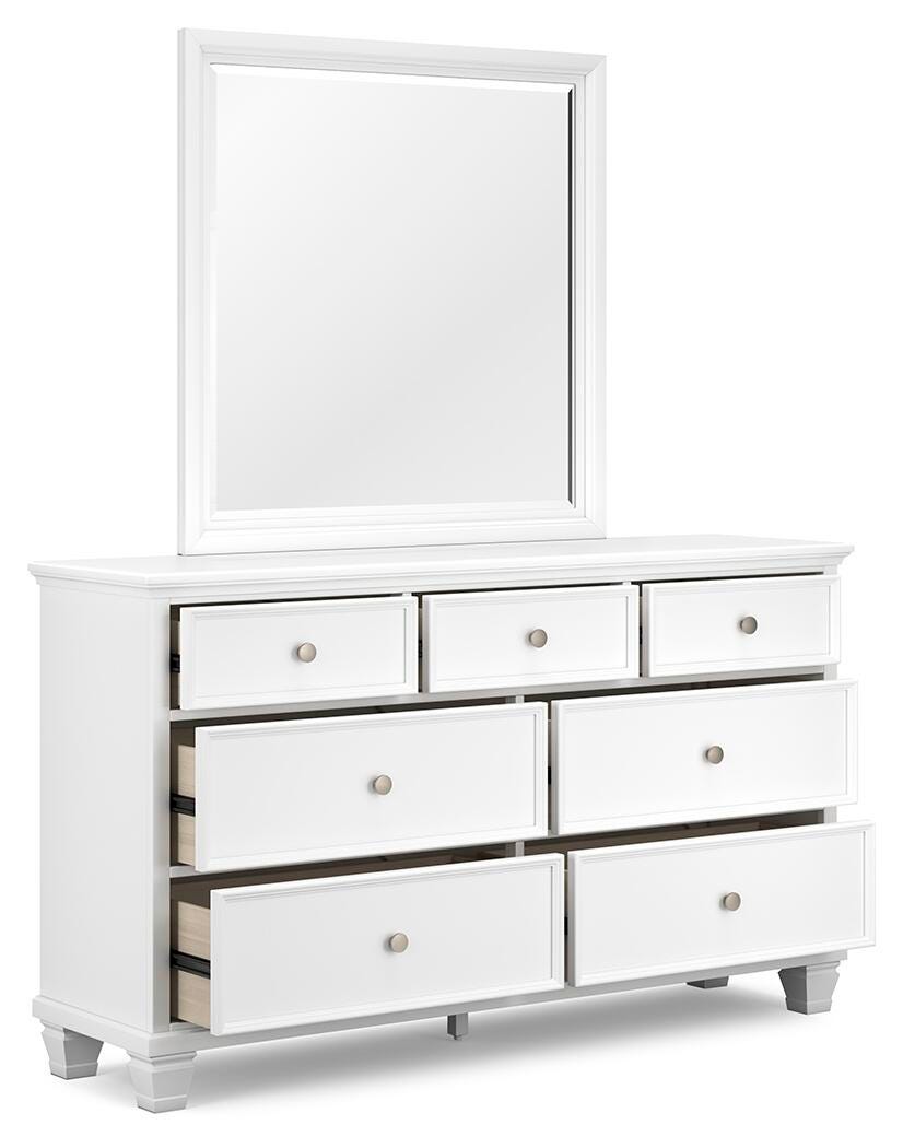Fortman King Panel Bed with Mirrored Dresser