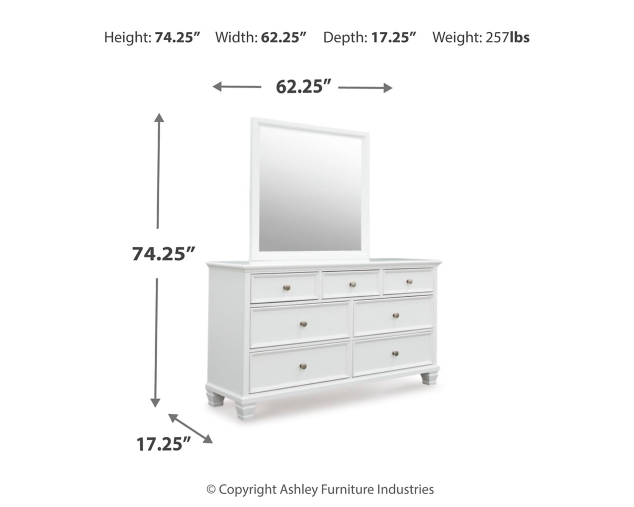Fortman King Panel Storage Bed with Mirrored Dresser