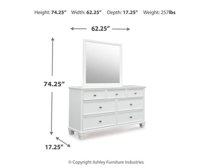Fortman Queen Panel Storage Bed with Mirrored Dresser