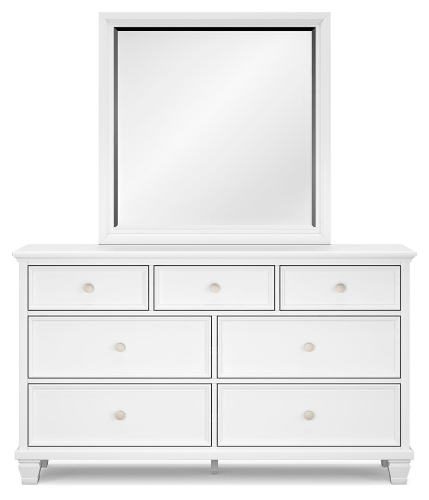 Fortman King Panel Storage Bed with Mirrored Dresser
