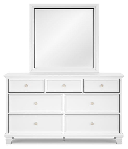 Fortman Full Panel Bed with Mirrored Dresser
