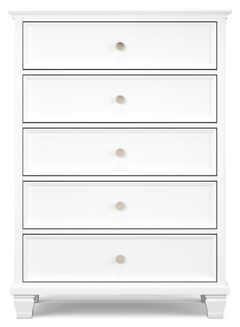 Fortman King Panel Bed with Mirrored Dresser, Chest and Nightstand