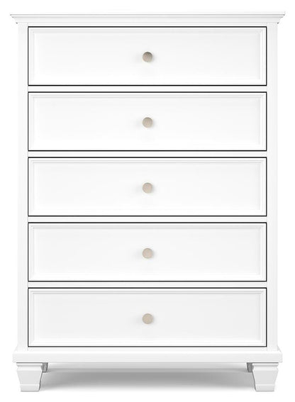 Fortman King Panel Bed with Mirrored Dresser, Chest and Nightstand