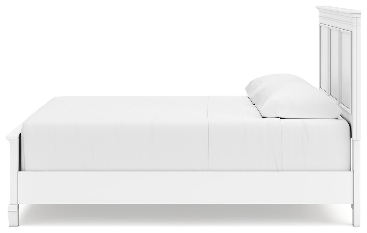 Fortman King Panel Bed with Mirrored Dresser, Chest and Nightstand