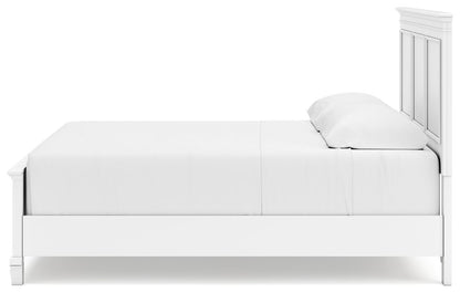 Fortman King Panel Bed with Mirrored Dresser, Chest and Nightstand