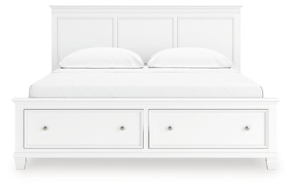 Fortman California King Panel Storage Bed, Dresser, Mirror and Nightstand