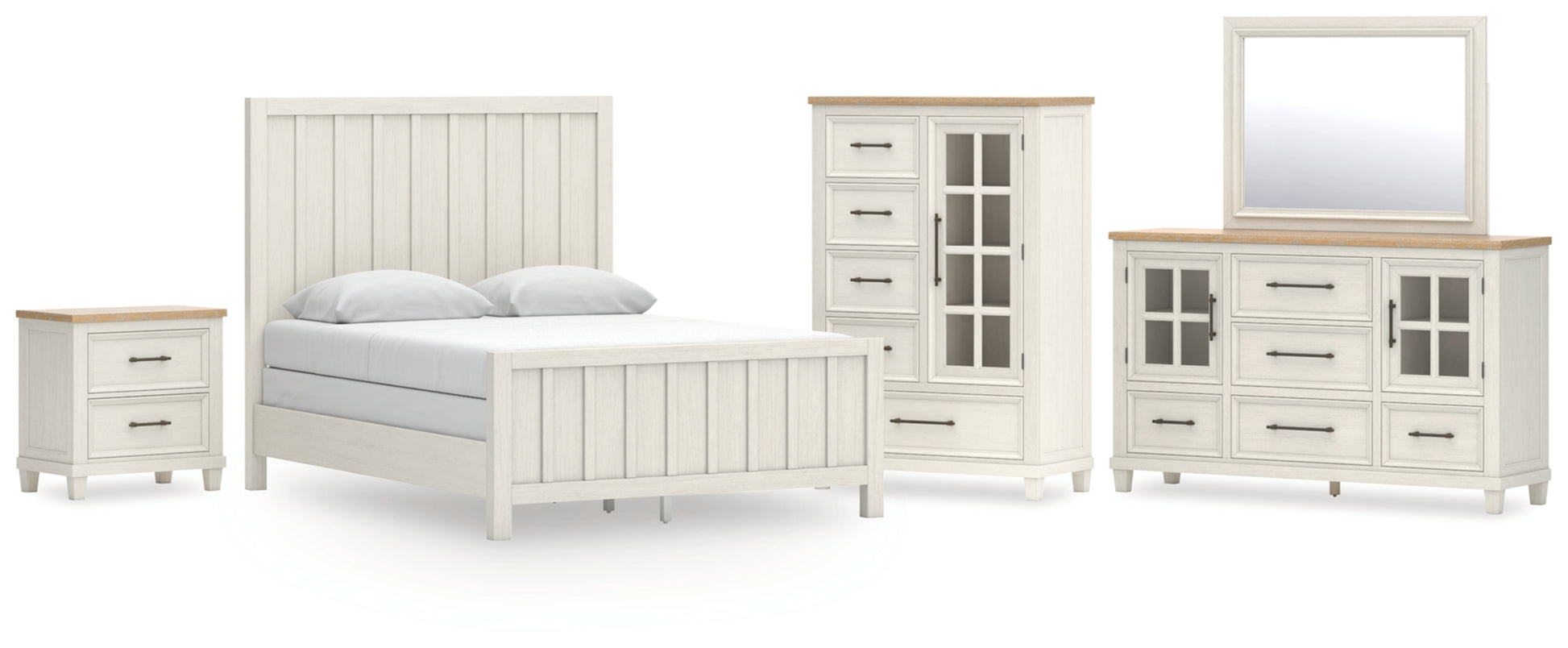 Shaybrock Queen Panel Bed, Dresser, Mirror, Chest and Nightstand