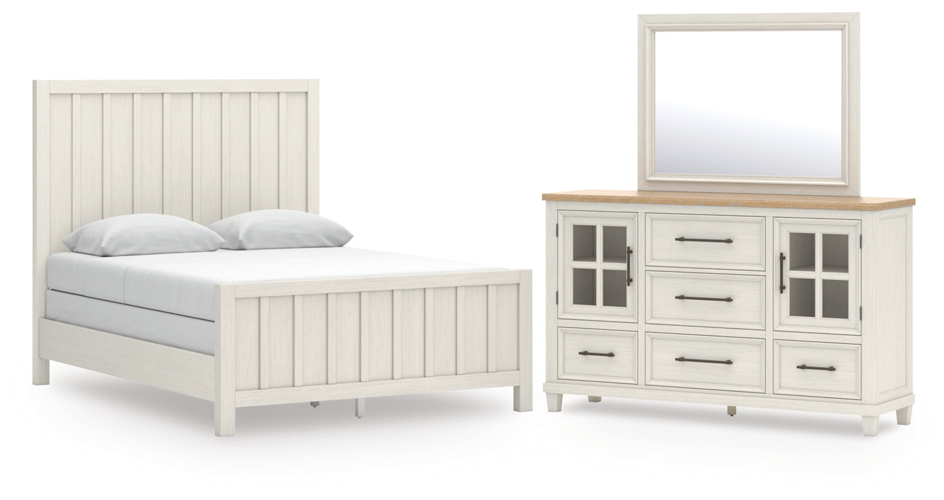 Shaybrock Queen Panel Bed, Dresser and Mirror