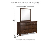 Danabrin Full Panel Bed with Mirrored Dresser