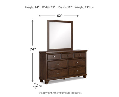 Danabrin Queen Panel Bed with Mirrored Dresser