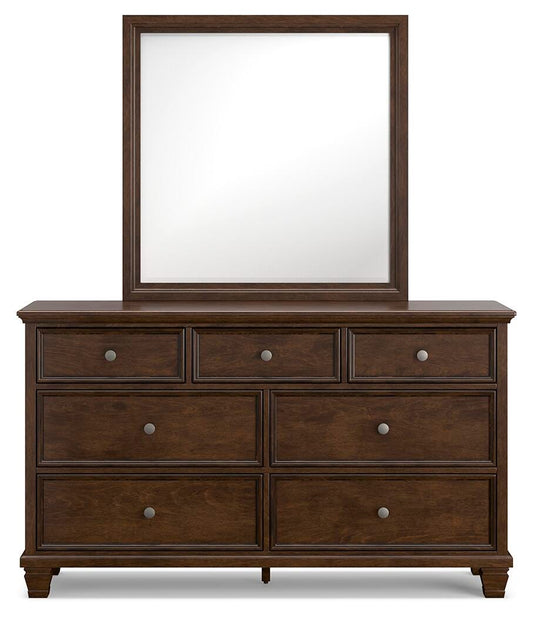 Danabrin King Panel Bed with Mirrored Dresser and Nightstand