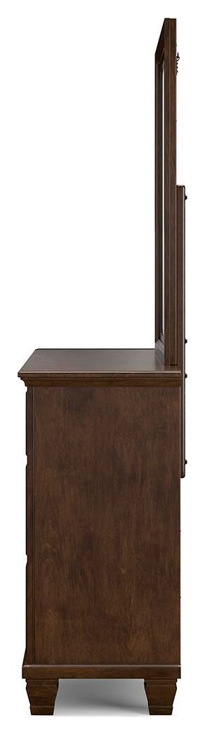 Danabrin King Panel Bed with Mirrored Dresser and Nightstand
