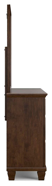 Danabrin King Panel Bed with Mirrored Dresser and Nightstand