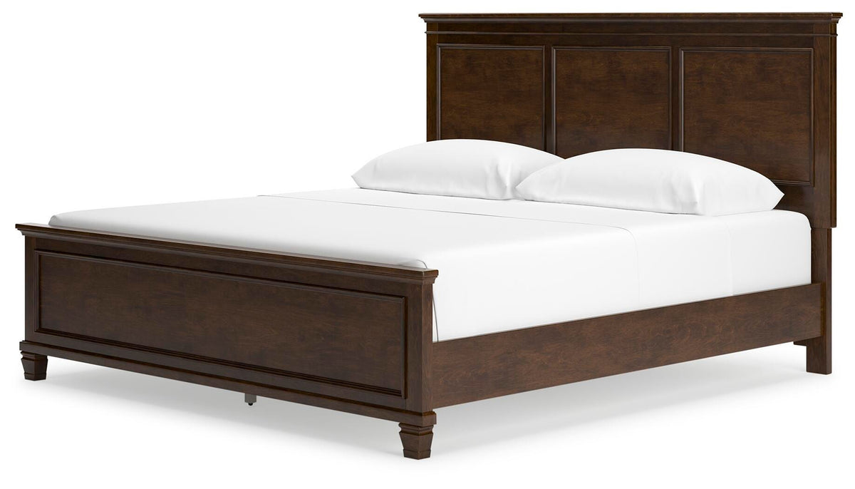 Danabrin King Panel Bed with Mirrored Dresser and Nightstand