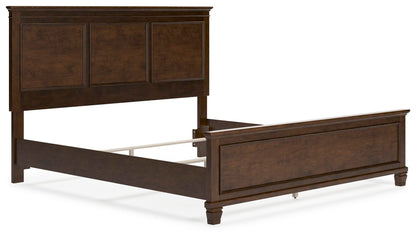 Danabrin King Panel Bed with Mirrored Dresser and Nightstand