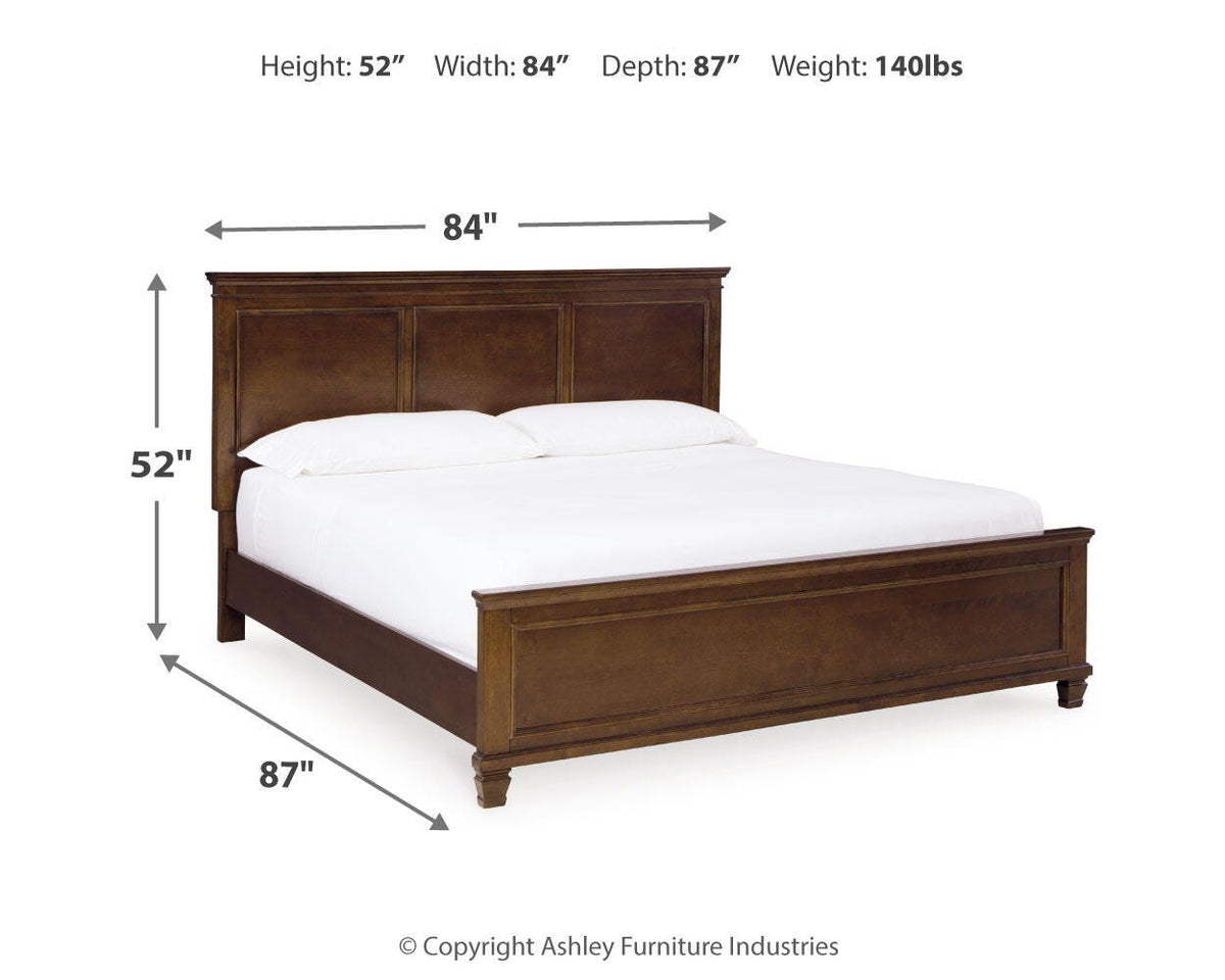 Danabrin King Panel Bed with Mirrored Dresser and Nightstand