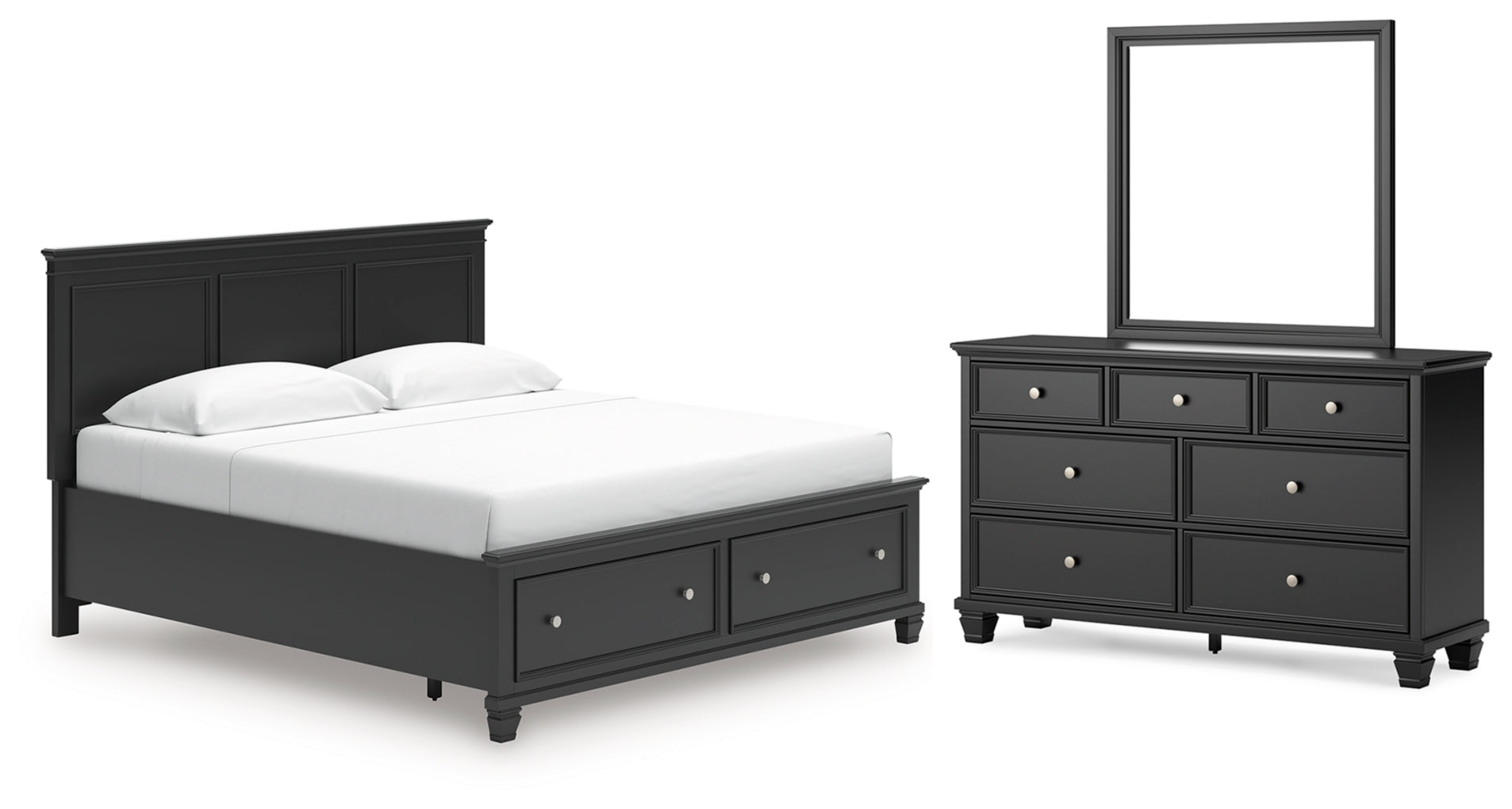 Lanolee King Panel Storage Bed, Dresser and Mirror