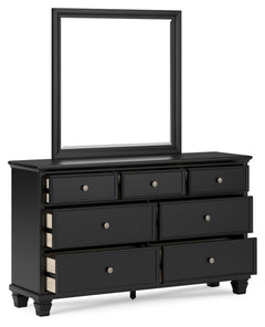 Lanolee Queen Panel Storage Bed, Dresser and Mirror