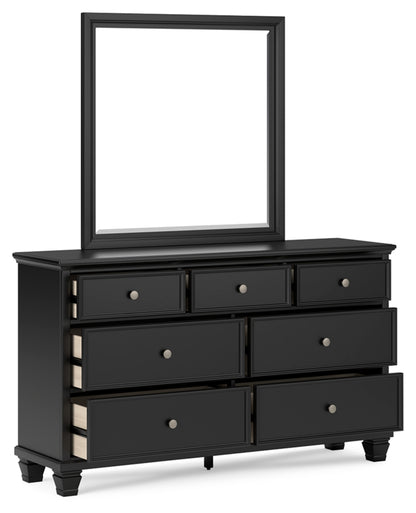 Lanolee Queen Panel Storage Bed, Dresser, Mirror and Nightstand