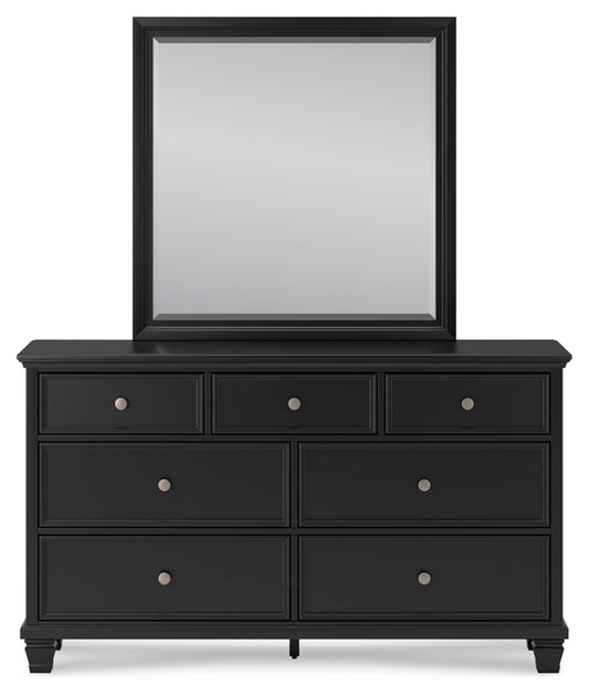 Lanolee Queen Panel Storage Bed, Dresser, Mirror and Nightstand