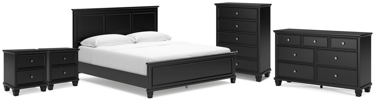 Lanolee California King Panel Bed, Dresser, Chest and 2 Nightstands