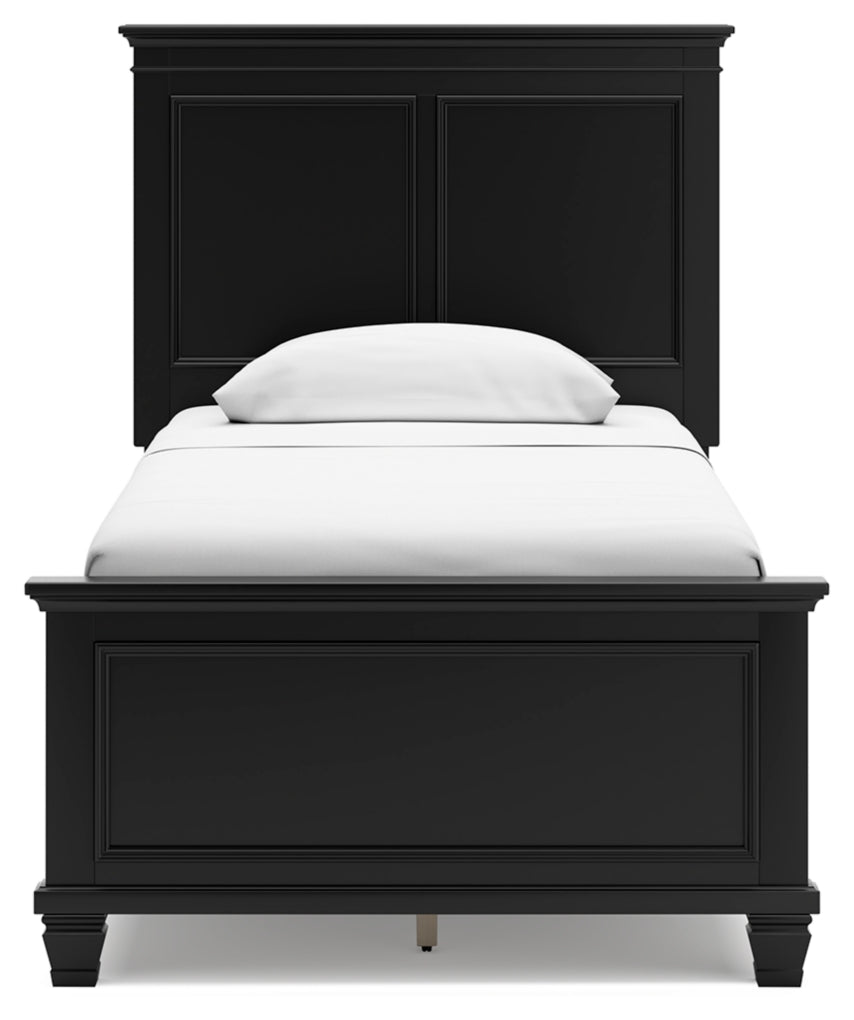 Lanolee Twin Panel Bed with Mirrored Dresser