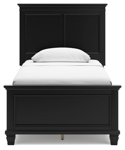 Lanolee Twin Panel Bed with Mirrored Dresser