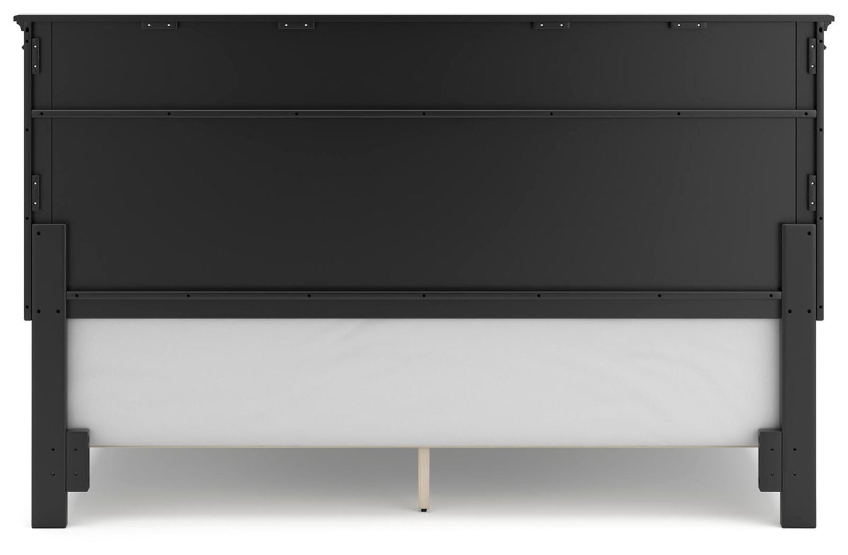 Lanolee California King Panel Bed with Mirrored Dresser