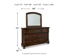 Porter California King Panel Bed with Mirrored Dresser and Chest
