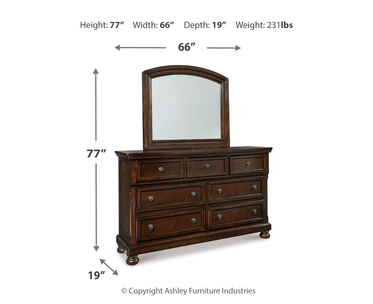 Porter California King Panel Bed with Mirrored Dresser