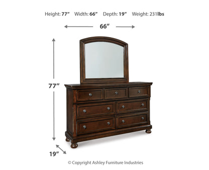 Porter California King Panel Bed with Mirrored Dresser
