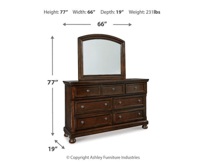 Porter King Panel Bed with Mirrored Dresser, Chest and Nightstand