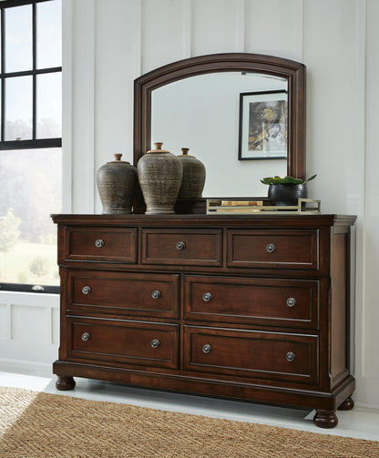 Porter California King Panel Bed with Mirrored Dresser and Chest