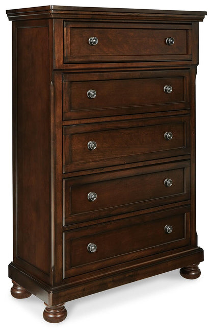 Porter King Panel Bed with Mirrored Dresser, Chest and Nightstand