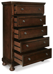 Porter California King Panel Bed with Mirrored Dresser and Chest
