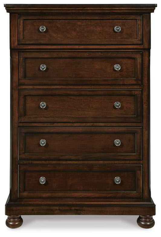 Porter California King Panel Bed with Mirrored Dresser and Chest