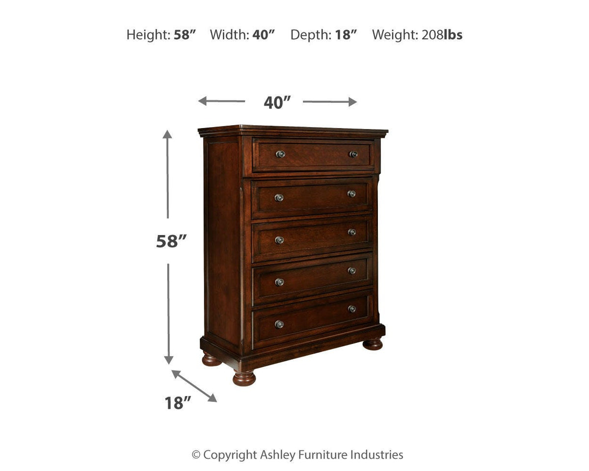Porter King Panel Bed with Mirrored Dresser, Chest and Nightstand