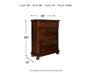 Porter King Panel Bed with Mirrored Dresser, Chest and Nightstand