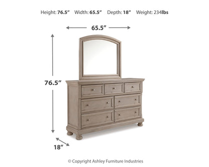 Lettner Queen Panel Bed with Mirrored Dresser