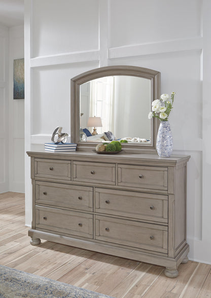Lettner Queen Panel Bed with Mirrored Dresser