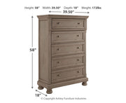 Lettner King Panel Bed with Mirrored Dresser, Chest and Nightstand