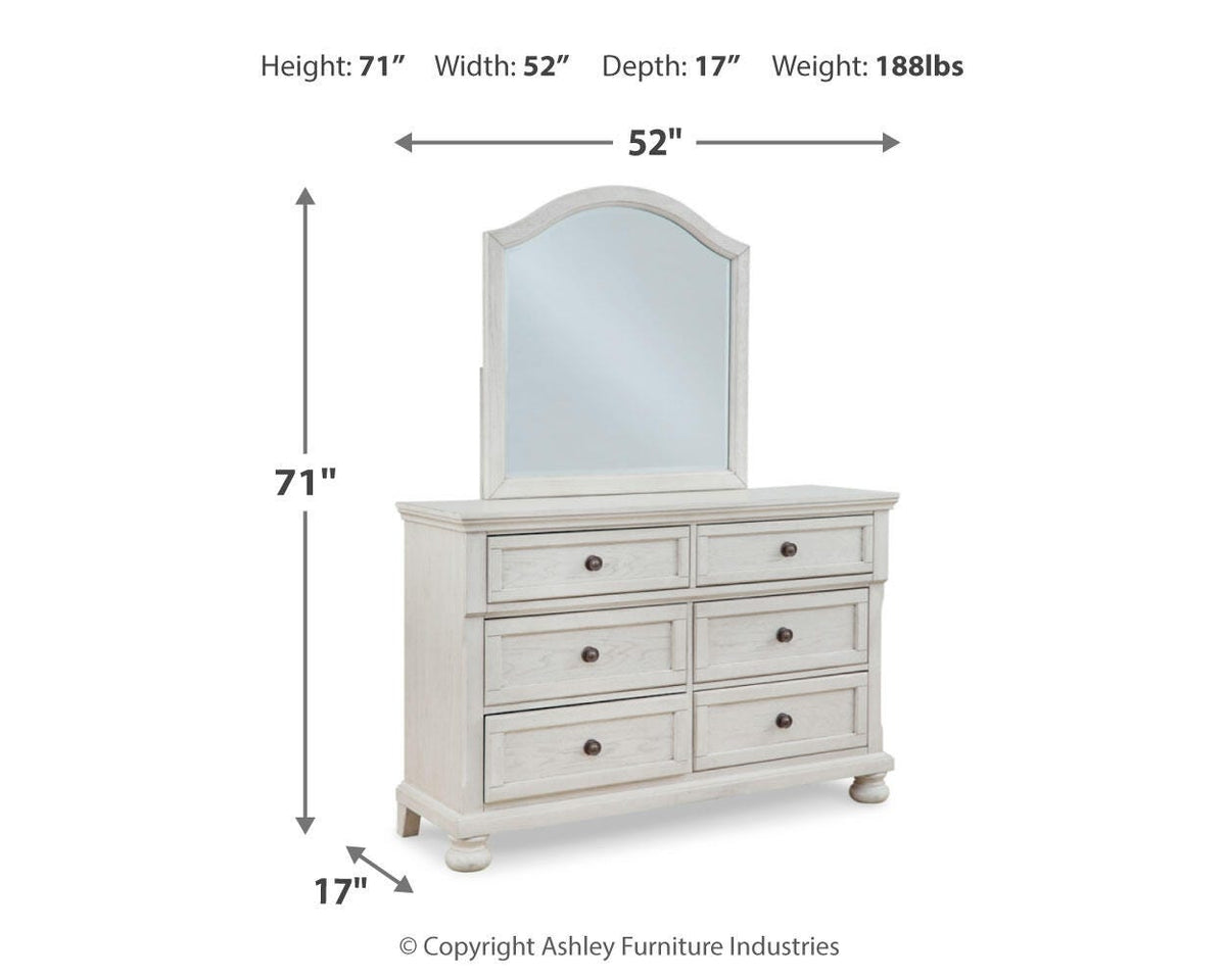 Robbinsdale Twin Sleigh Storage Bed. Dresser, Mirror and Nightstand