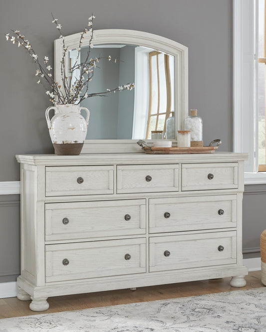 Robbinsdale Queen Panel Bed with Mirrored Dresser