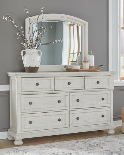 Robbinsdale Queen Sleigh Bed with Storage with Mirrored Dresser
