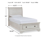 Robbinsdale Twin Sleigh Storage Bed. Dresser, Mirror and Nightstand