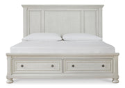 Robbinsdale Queen Panel Storage Bed. Dresser, Mirror and Nightstand
