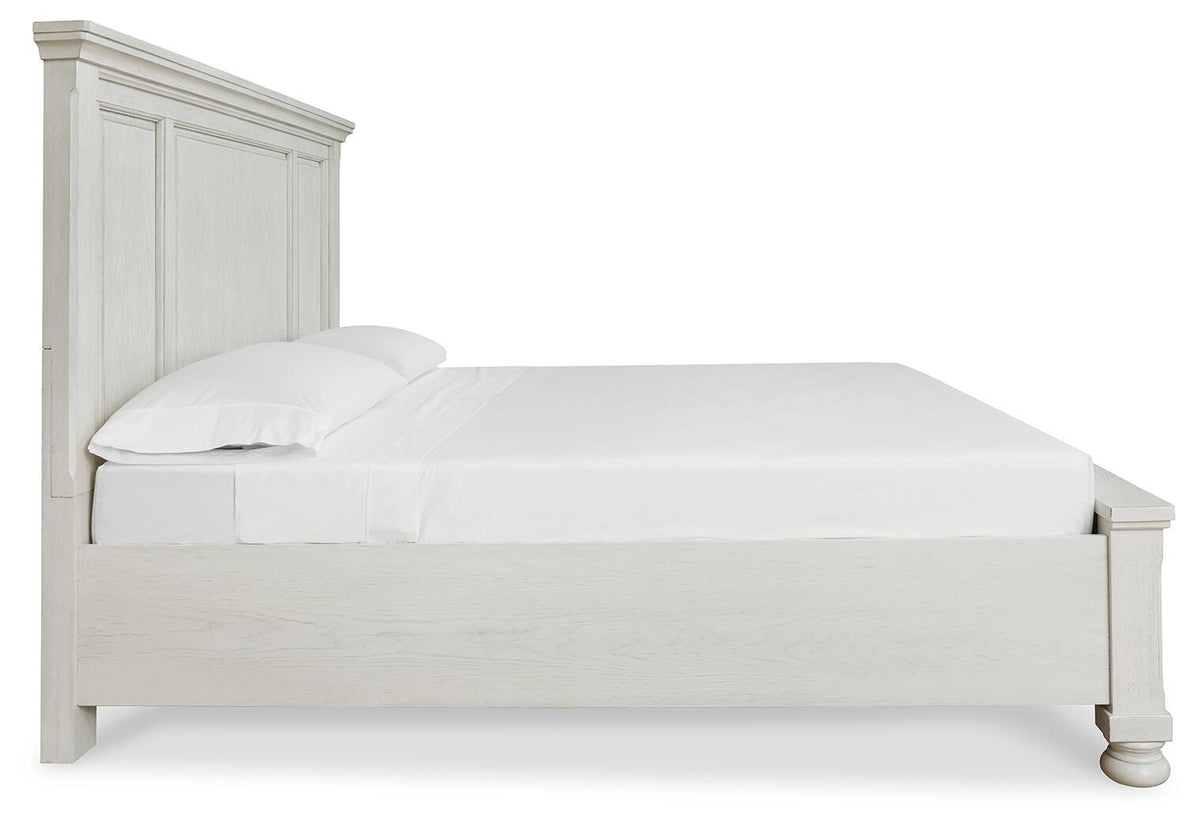 Robbinsdale Queen Panel Storage Bed. Dresser, Mirror and Nightstand