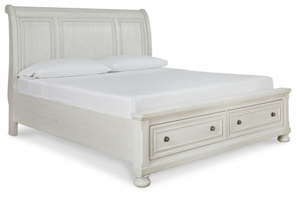 Robbinsdale California King Sleigh Bed with Storage with Mirrored Dresser