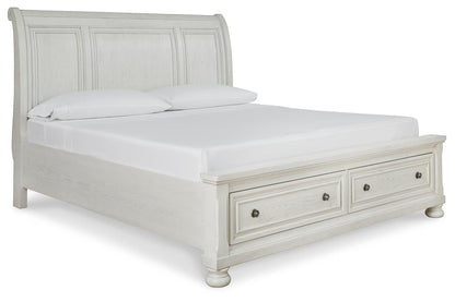 Robbinsdale King Sleigh Bed with Storage with Mirrored Dresser