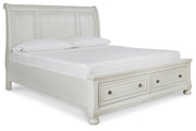 Robbinsdale Queen Sleigh Bed with Storage with Mirrored Dresser